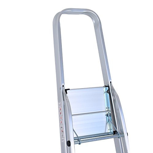 Homcom® Stehleiter Aluleiter Klapptritt Trittleiter Haushaltsleiter Leiter Stufenleiter 4 – 5 Stufen (4 Stufen) - 7