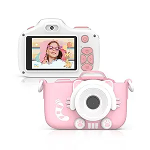 myFirst Camera 3-16MP Mini Camera for Kids with Extra Selfie Lens (Free Shockproof Case and Neck Lanyard) (Pink)