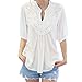 Produktbild Damen Sweatshirt T-Shirt,Dasongff Mode Damen Im Ärmel T-Shirt V-Ausschnitt Spitzenoberteile Sweatshirt Lose Oberseiten Bluse Tops (L, Weiß)