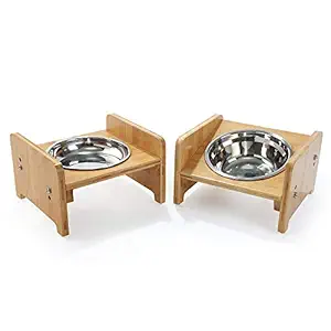 FOREYY Set of 2 Raised Pet Bowls New