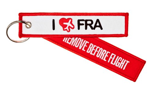 Preisvergleich Produktbild Schlüsselanhänger 'REMOVE BEFORE FLIGHT' -- I LOVE FRA -- inkl. Schlüsselring