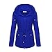 Produktbild Junjie Damen Winter Herbest Regenmantel Große Größe Herbest Winter Beiläufige O-Ausschnitt Langarm Tops Lose Bluse Pullover Frauen Winter Kapuzen Langarm Leichte Regenjacke Trenchcoat