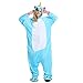 Produktbild Danniers Erwachsene Unisex Tier Flanell Unicorn Kigurumi Tier Cosplay Kostüm (Farbe : Blau, größe : M(60-65inch))