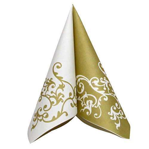 Servietten Pomp Gold-Weiß Tischdeko Hochzeitsdeko Servietten falten 50Stk 40x40cm - 3