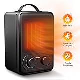  Calefactor de Potencia Regulable Eléctrico, DOUHE Calentador de Ventilador PTC Elemento de Cerámica 1800W/1000W/Viento Natural Ahorro Energía para Habitación, Oficina, Baño