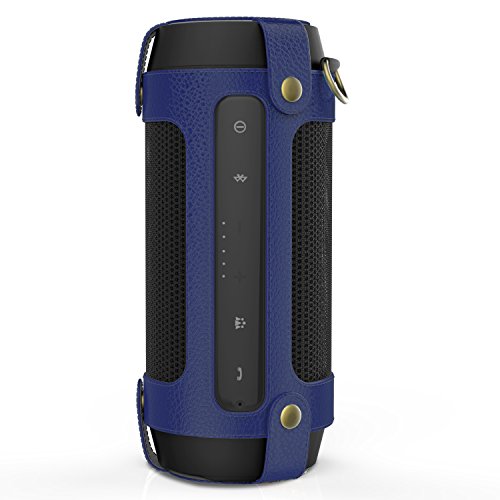 MoKo JBL Charge 2+ Lautsprecher Hülle Abdeckung, Premium PU Leder Schutzhülle Tasche Case mit Handschlaufe und Karabiner für JBL Charge 2+ Bluetooth Wireless Speaker, Marineblau