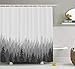 Produktbild JIEKEIO Forest Shower Curtain, Wilderness Pattern with Many Trees Nature Panorama Monochrome Woods, Cloth Fabric Bathroom Decor Set with Hooks, 60W X 72L Inches, White Grey Charcoal Grey
