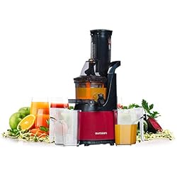 Oursson Vitality Extracteur de Jus de Fruits et Légumes avec Tarière, Technologie de Pressage à Froid, 1 litre, 240 Watts, Bordeaux, JM6001/DC