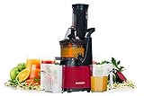 Oursson Vitality Extracteur de Jus de Fruits et Légumes avec Tarière, Technologie de Pressage à Froid, 1 litre, 240 Watts, Bordeaux, JM6001/DC