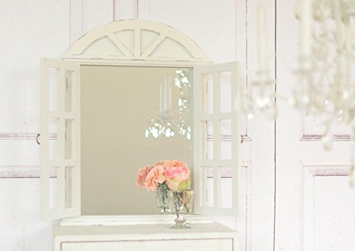 Landhaus Wandspiegel Spiegel mit Fensterläden in Shabby Chic weiß antique - 3