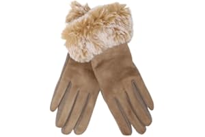 TG THISTLE GEM Thistle Gem Large Trim Faux Fur Gloves – Fashionable and Cozy Touch Screen Fur Gloves - Multicolor & Soft Winter fur lined gloves for Women
