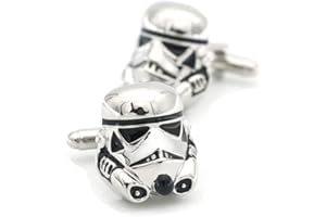 GAUEIOUR Boutons de manchette Stormtrooper - Accessoires de film tendance - Personnalisés pour homme - Argenté, 3cm, Acier allié