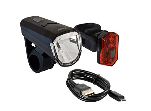 Büchel Batterieleuchtenset 30LUX LED Aspen Li ion Akku USB Kabel STVZO Zugelassen, Schwarz, 51125468