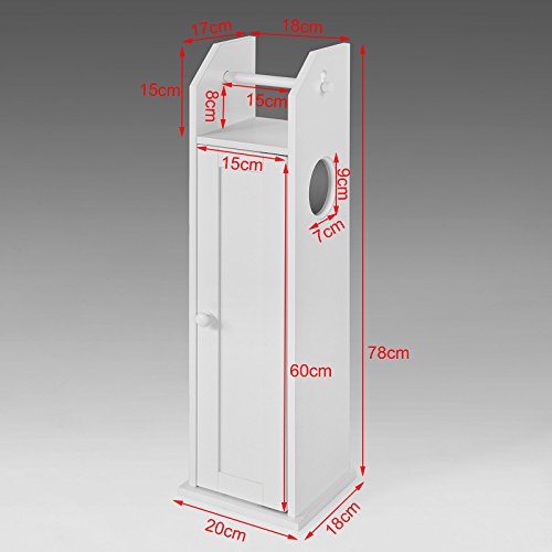 SoBuy® Freistehend weiß Toilettenrollenhalter, Badregal, Standschrank, Seitenschrank, FRG135-W - 6