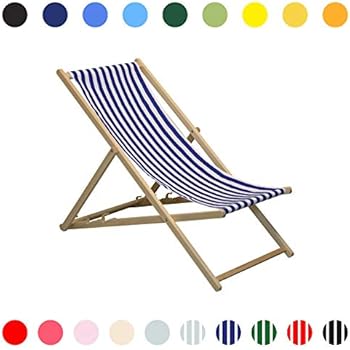 Telo Ricambio Per Sdraio - 120x44cm, Righe Blu E Bianche, In Poliestere, Per Spiaggia E Giardino