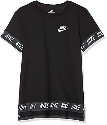 Nike Girl's Hilo Tape Fitness Tee T-Shirt Enfant, Noir, x-Large