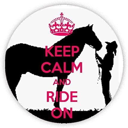 Keep Calm and Ride On (Horse) Printed Bespoke Designed 58mm Round Compact Mirror. Novelty Make up mirror ideal for your handbag. Novelty Gift