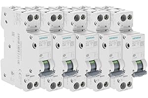 SIEMENS - Lot de 5 Disjoncteurs électriques phase + neutre 10A