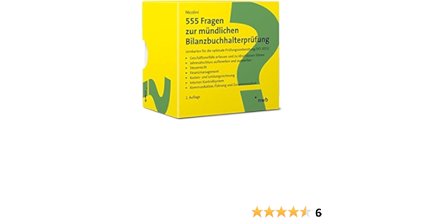 555 Fragen Zur Mundlichen Bilanzbuchhalterprufung Lernkarten Fur Die Nicolini Hans J Amazon De Bucher