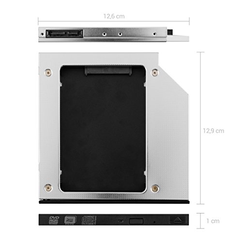 kwmobile Laptop Festplattenrahmen aus Aluminium – HDD/SSD SATA 3.0 (III) für 9,5mm Festplatte - 2