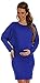 Happy Mama Women's Maternity Stretchy Jersey Loose Baggy Dress Long Sleeve. 132p (Royal Blue, UK 10/12)