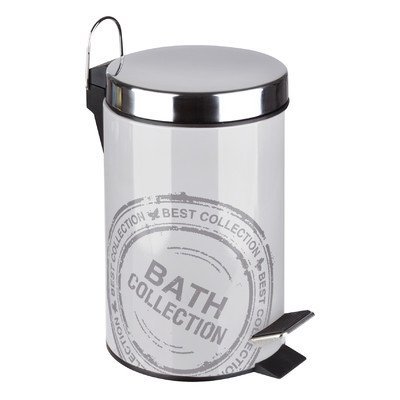 Sanwood 1009657 Treteimer Vintage Bad-Abfalleimer 3 L, Metall, grau, 17.2 x 23.1 x 26.9 cm