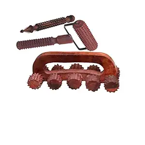 FA INDUSTRIES wooden jimmy massager (5x1) In, T-massager (7x4) In, wooden acupressure back pain relief massager multi purpose body massager with 10 massage roller, (Only Massager Manufacturering)