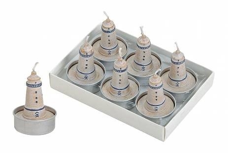 Teelicht 6er-Set Leuchtturm