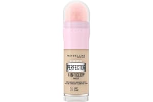 Maybelline New York Fondotinta Perfezionante Instant Perfector 4-in-1 Glow, Minimizza, Corregge, Uniforma e Illumina, Finish Luminoso Senza Imperfezioni, 20 ml, Tonalità: 01 Light
