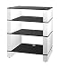Produktbild HiFi Ständer, HiFi Rack, AV Audio stehen, und Weiß glänzend mit vier Ablagen aus schwarzem Glas