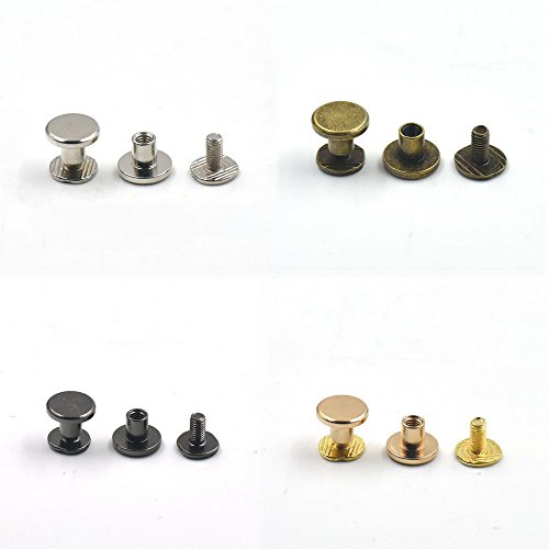 50 Sets 9x6.5mm Brass Button Flat Chicago Rivets Stud Screw Screwback Leather Handbag FMix Color by None