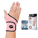 Doctor Developed Ladies Wrist Support/Wrist Strap/Wrist Brace/Hand Support [Single] & Doctor Written Handbook- for Wrist Injuries, Joint Disease (Osteo/Rheumatoid), Sprains & More (Pink)