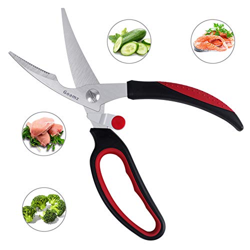 GOAMZ Tijeras Multiusos Cocina Acero Inoxidable para Pollo,Carne,Pescado,Barbacoa Herb Scissors,Tijeras con Mango Bueno para Aves de Corral