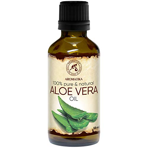 Aceite de Aloe Vera 50ml - Aloe Barbadensis - Brasil - 100% Puro y Natural - Botella de Cristal - Cuidado Intensivo para el Rostro - Cuerpo - Cabello - Masaje - Cosmético para el Cuidado Corporal
