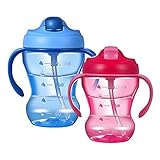 Material seguro: la taza para sippy está hecha de materiales de calidad alimentaria, segura y no tóxica. La paja está hecha de silicona respetuosa con el medio ambiente, no tóxica, respetuosa con el medio ambiente, suave y suave, la paja suave es suave para las encías.