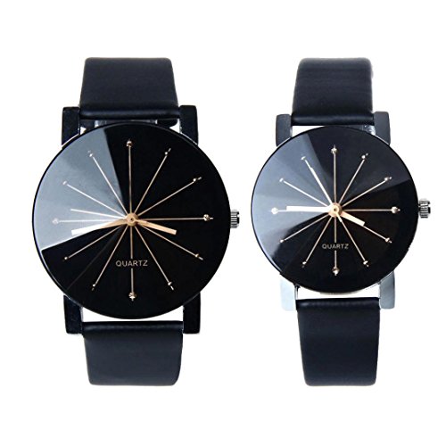 Gossip Boy Set aus 2 Armbanduhren (1 x Herren, 1 x Damen), Quarzuhrwerk, rundes Gehuse, Lederarmband Gossip Boy Set aus 2 Armbanduhren (1 x Herren, 1 x Damen), Quarzuhrwerk, rundes Gehuse, Lederarmband