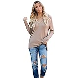 ITISME Damen Strickjacke Frauen Solide Lady Langarm Lose Reißverschluss V-Ausschnitt Tops Shirt Lässige Tunika Bluse