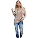 Produktbild Tianwlio Damen Lässige Langarmshirt Hoodie Pullover Weihnachten Solide Langarm Lose Reißverschluss V-Ausschnitt Tops Shirt Lässige Tunika Bluse Beige S,