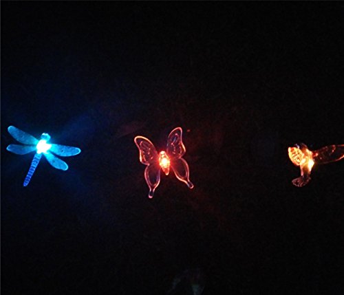 3er Set Solarleuchten Gartenleuchten Dekolichter Garten, Farbenänderung LED Leuchten mit Kolibri, Schmetterling, Libelle Solarlichter Garten von NORDSD - 6