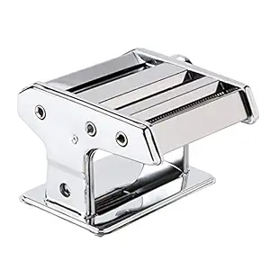 AASHRO MALL Stainless Steel Pasta Maker Noodle Making Dough Roller Cutter Machine Hand Machine Hand Crank and Clamp for Spaghetti Tagliatelle Fettuccine