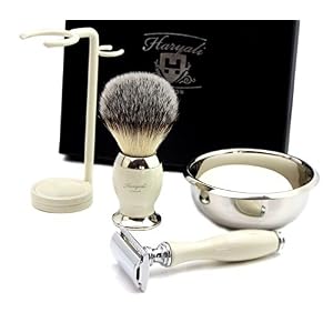 Haryali London Shaving Kit – 5 Pc Shaving Kit – Double Edge Safety Razor - Synthetic Hair Shaving Brush – Shaving Soap… - Image 2
