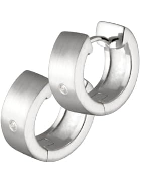 Vinani Damen-Klapp-Creolen matt Zirkonia Sterling Silber 925 Ohrringe CEM