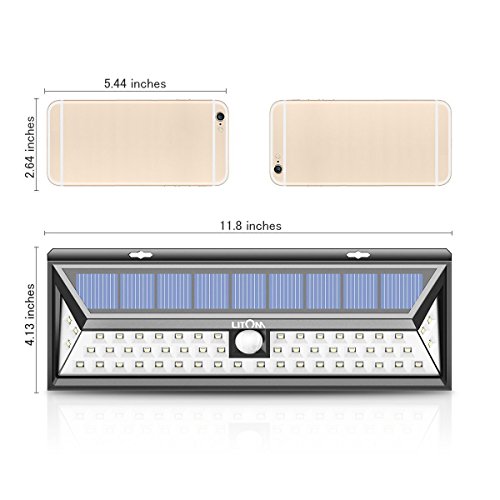Litom Solarleuchten, 54 LED mit 120° Weitwinkel Bewegungs Sensor Wandleuchte Wasserdichte Außen, Solar Betriebene Außenleuchte, 3 Modi Sicherheit Licht für Garten, Zaun 2 Stück - 8