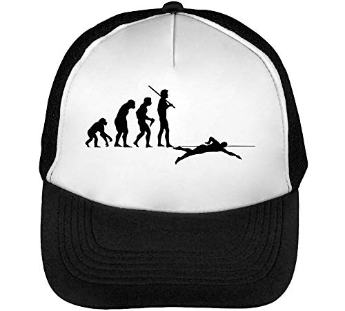 Preisvergleich Produktbild Human Evolution Swimming Trucker Cap Herren Damen Schwarz weiß Snapback