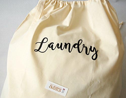 Laundry Bag, Large or Medium Size Canvas Laundry Sack, Embroidered Finish