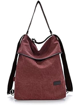 HongyuTing Vintage Canvas Damen Schultertasche Retro Rucksack Multifunktionale Tasche für Arbeit, Schule und Lässige...