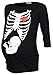 Happy Mama Woman's Maternity Halloween Baby Skeleton Ribs Print T-shirt Top 615p (Black, UK 16/18)