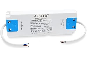 AGOTD Transformator 220V do 24V, zasilacz 60W 2.5A, sterownik LED stałe napięcie AC na DC do taśm LED, AG110001150