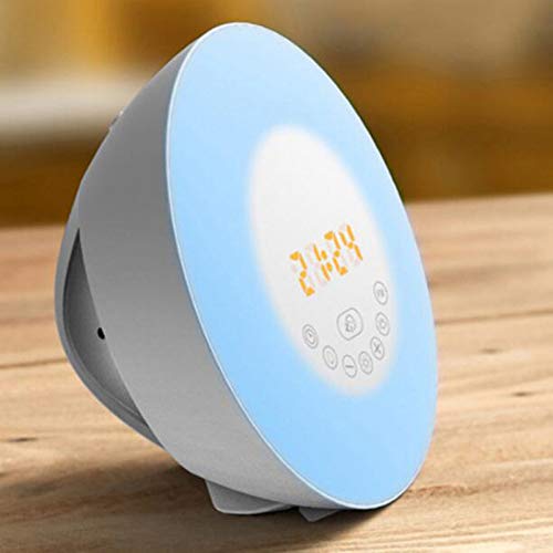 Preisvergleich Produktbild QWERTY Schreibtisch Wecklicht Sonnenaufgang Sonnenuntergang Simulation Wecker Touch Sensor Farbwechsel RGB Led Lampe Mit FM Radio Geschenke Kinder, Usplug