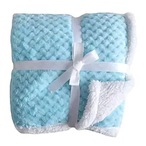 First Kick New Born Super Soft Baby Blanket Wrapper Sheet Cum Baby Blanket for Baby Boys, Baby Girls, Babies (100cm x 80cm, Sky Blue)